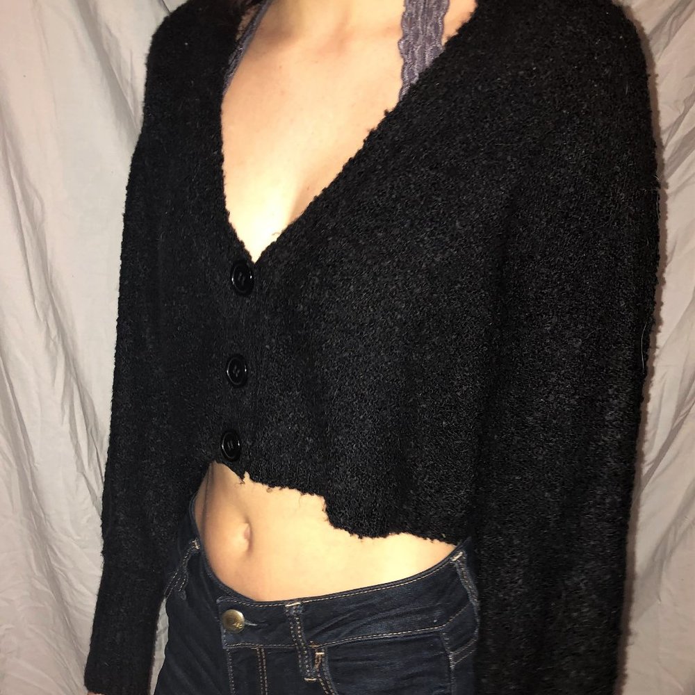 Women's Cropped Black Sweater